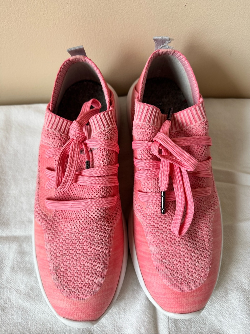 Peter Millar Coral Pink Knit Athletic Slip-On Sneakers